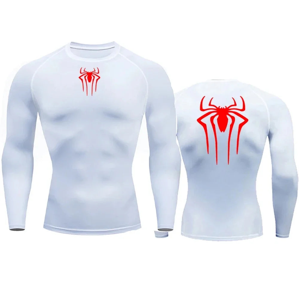 Men's Compression Spider Printed T-Shirt Sports Muscle