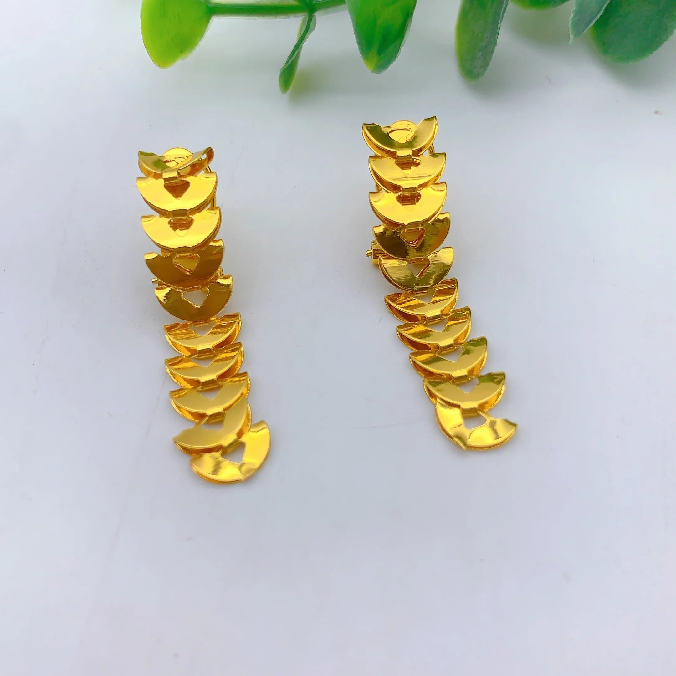 Dubai Jewelry Sets for Women Long Chain Necklaces Earrings Three Pieces Set 24K Gold Color Eritrean Wedding Party Gifts