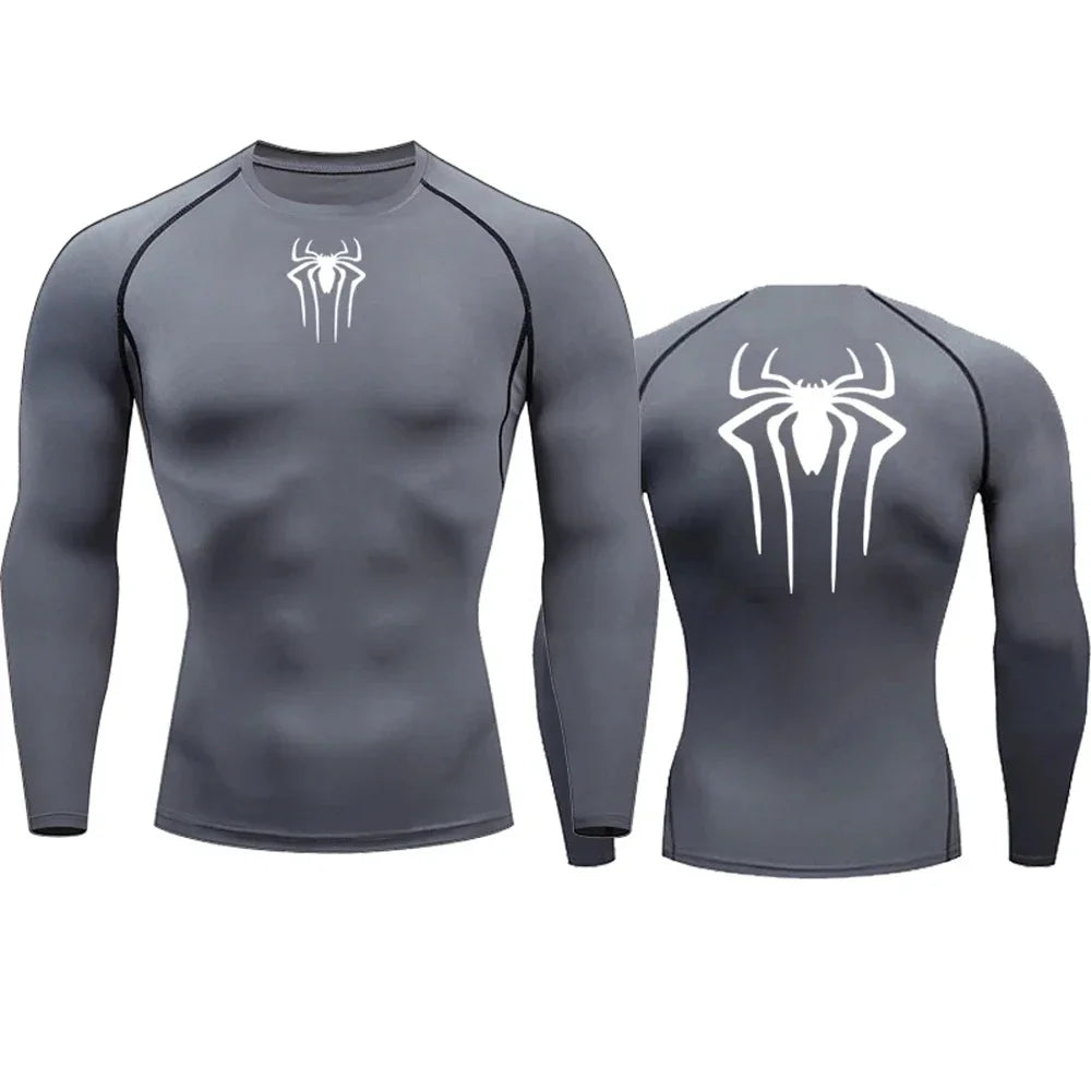 Men's Compression Spider Printed T-Shirt Sports Muscle