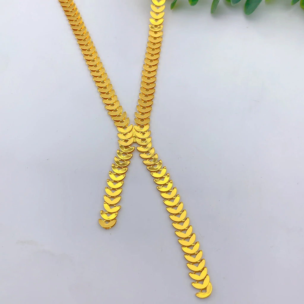 Dubai Jewelry Sets for Women Long Chain Necklaces Earrings Three Pieces Set 24K Gold Color Eritrean Wedding Party Gifts