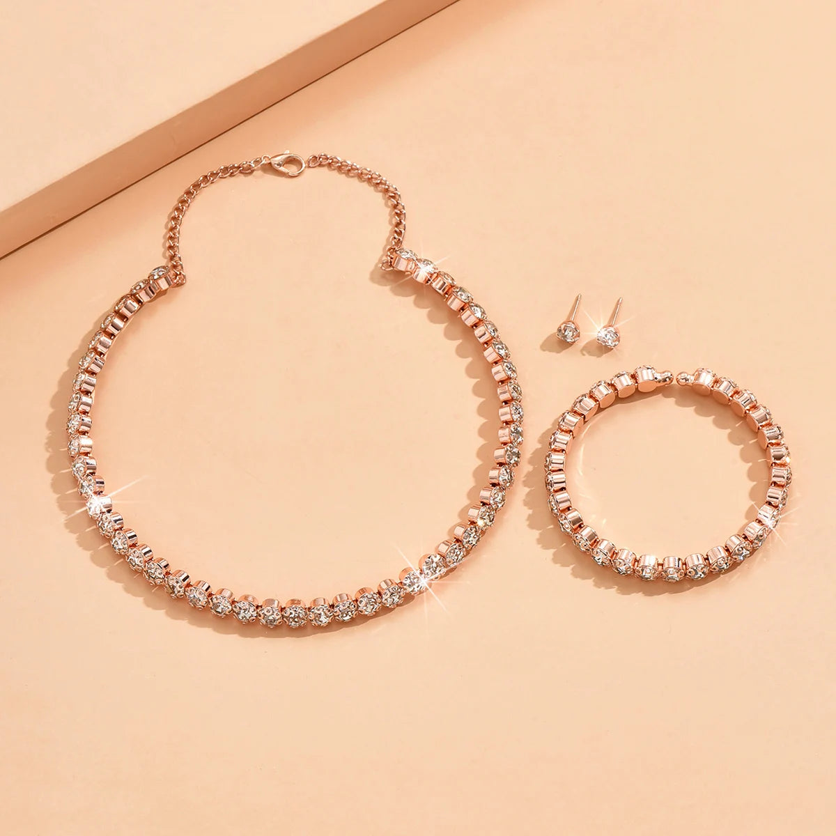 4 pieces of women's fashionable and minimalist necklaces with earrings, bracelets, jewelry sets, banquet and party accessories