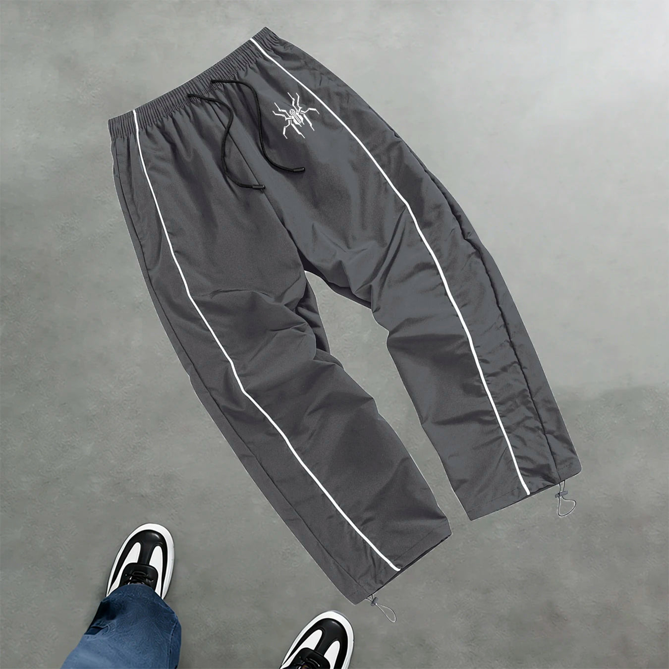 Men's Spider Print Sports Pants Summer Breathable Drawstring Pants