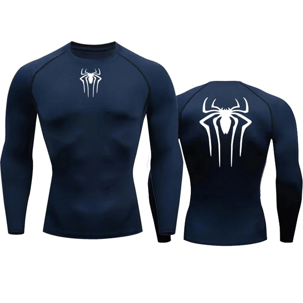 Men's Compression Spider Printed T-Shirt Sports Muscle