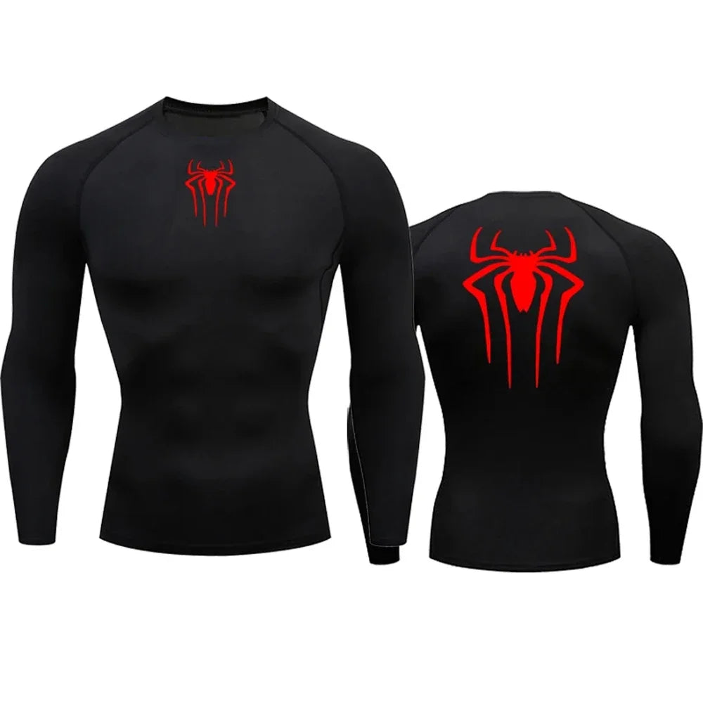 Men's Compression Spider Printed T-Shirt Sports Muscle