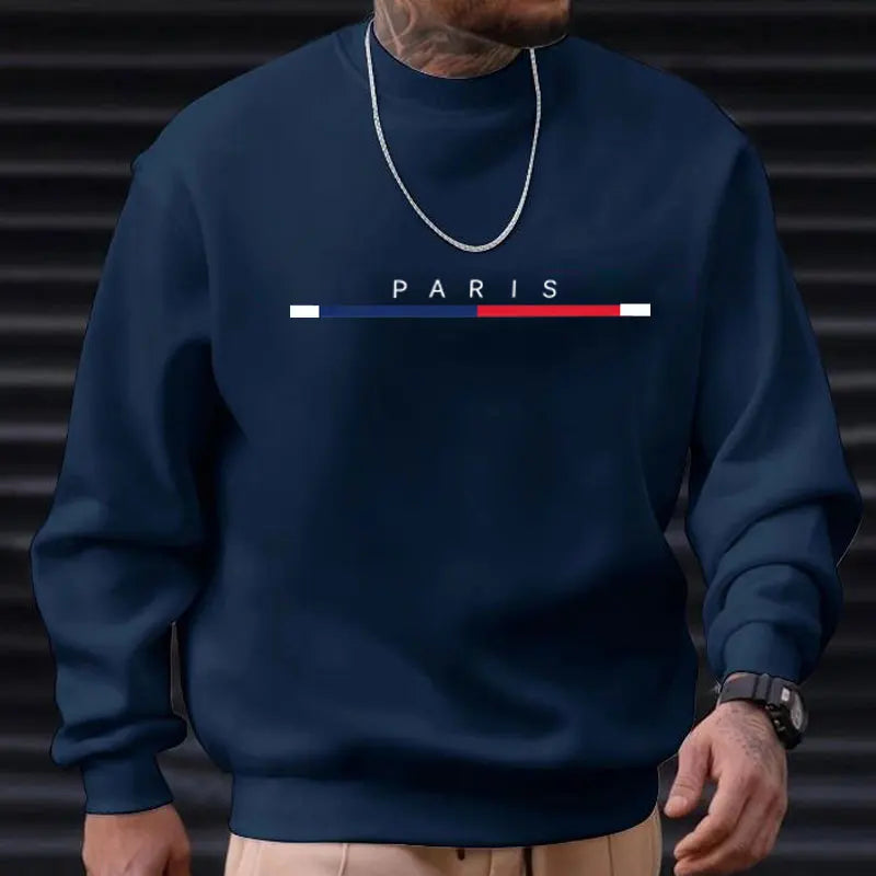 Autumn High Quality Loose Top Round Neck Trend Handsome Casual Pullover