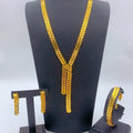 Dubai Jewelry Sets for Women Long Chain Necklaces Earrings Three Pieces Set 24K Gold Color Eritrean Wedding Party Gifts