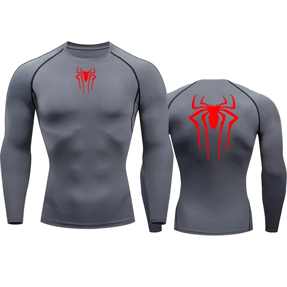 Men's Compression Spider Printed T-Shirt Sports Muscle