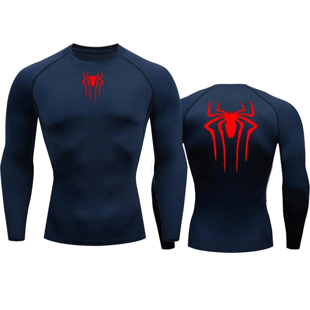 Men's Compression Spider Printed T-Shirt Sports Muscle
