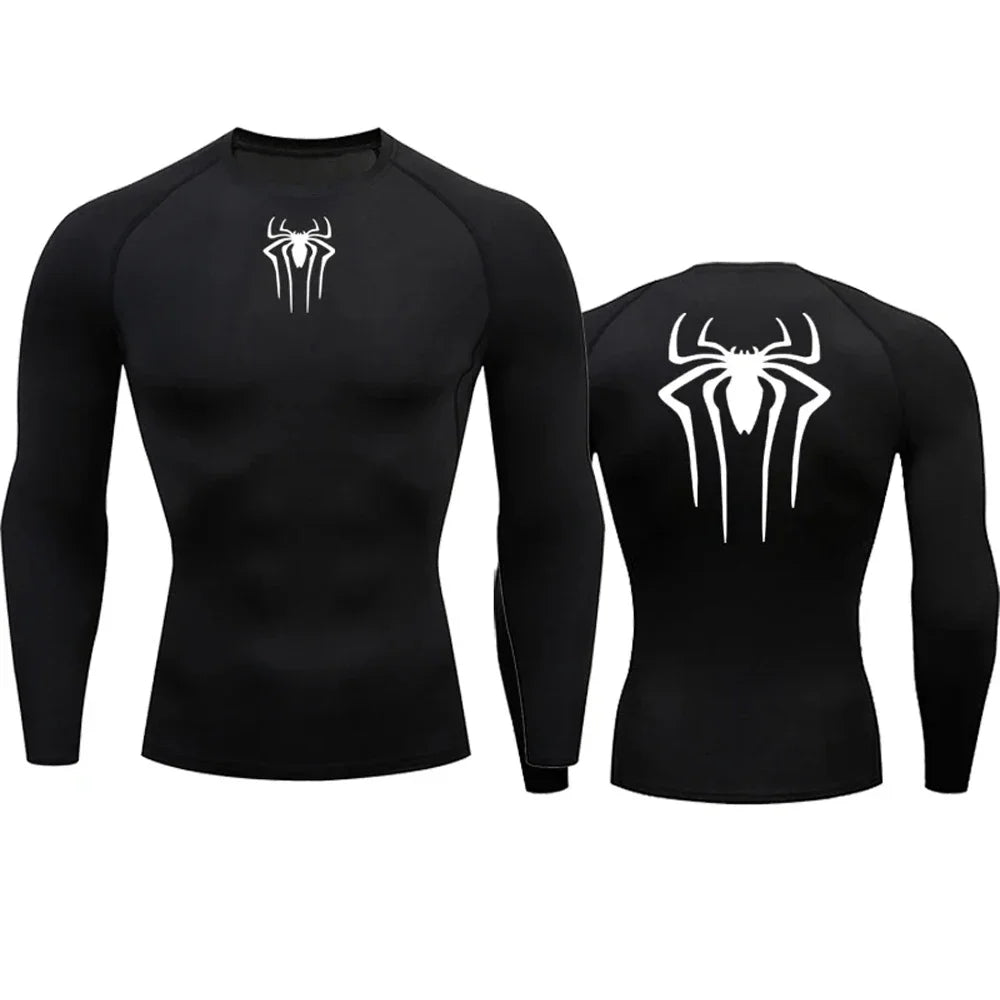 Men's Compression Spider Printed T-Shirt Sports Muscle