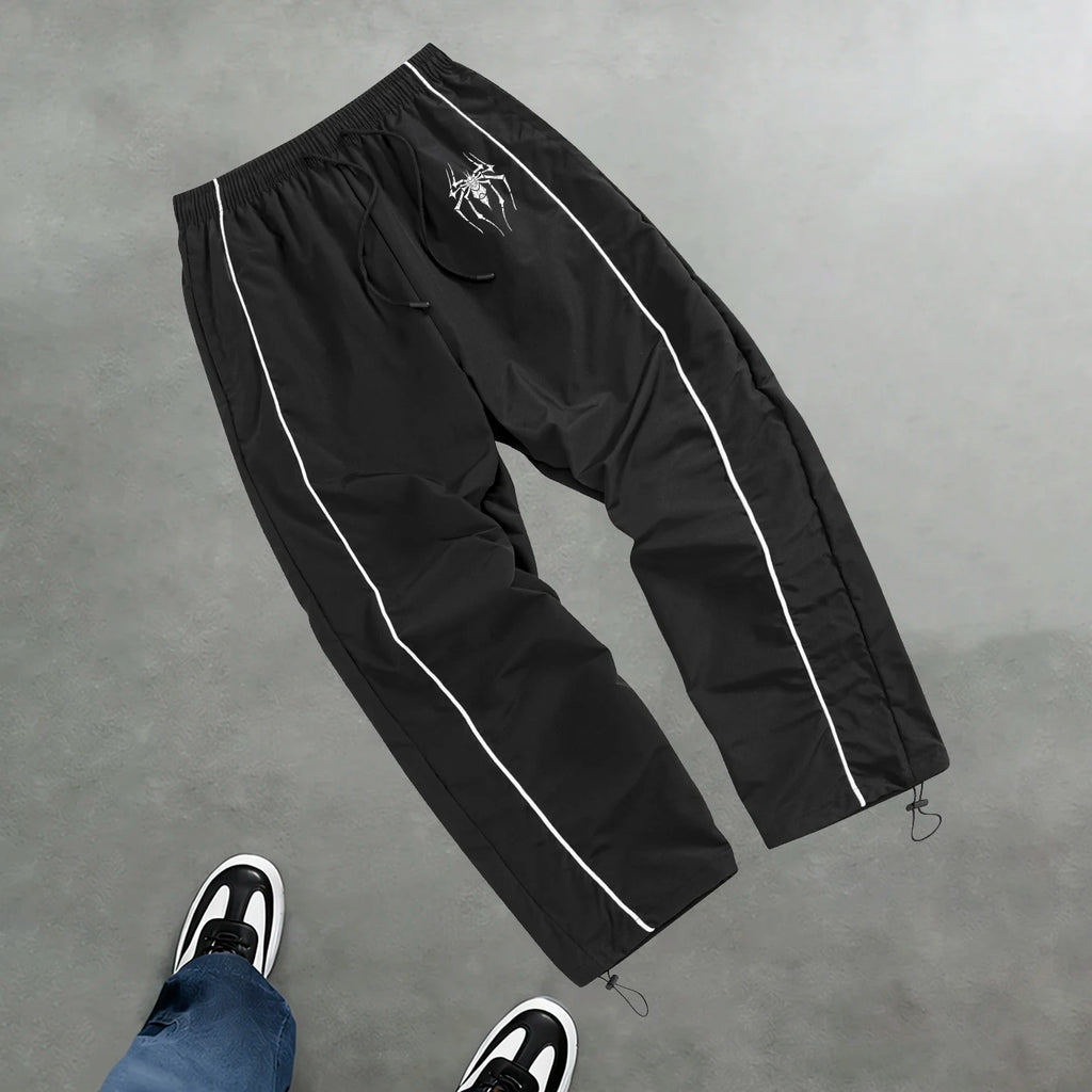 Men's Spider Print Sports Pants Summer Breathable Drawstring Pants
